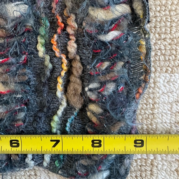 Ostinelli Boucle Knit Scarf Charcoal Multicolor Textured Winter Made In Italy OS - Picture 8 of 8